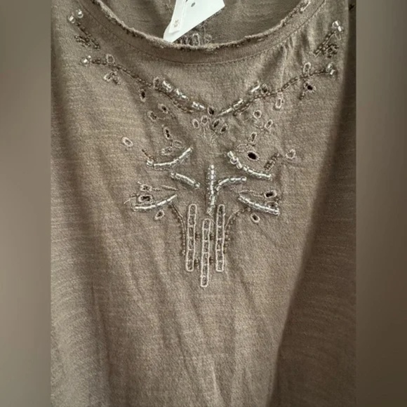 NWT Free People Women's Olive Green Ruffle Sleeve Top Size M - Picture 5 of 5